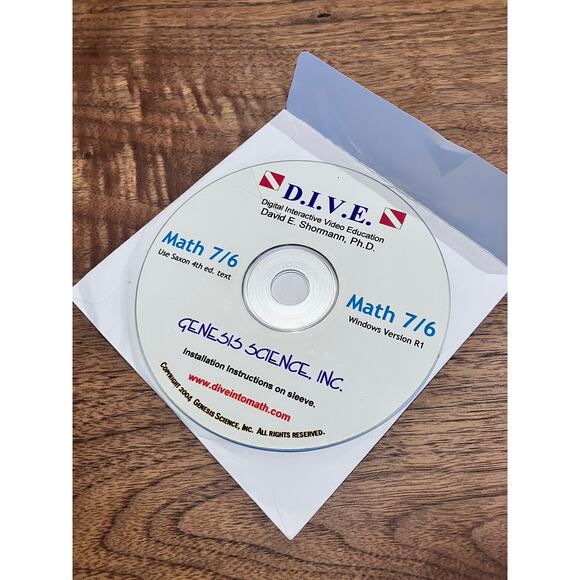 DIVE Math 7/6 Homeschool DVD by David Shormann Saxon 4th Ed Genesis Science - Picture 2 of 3